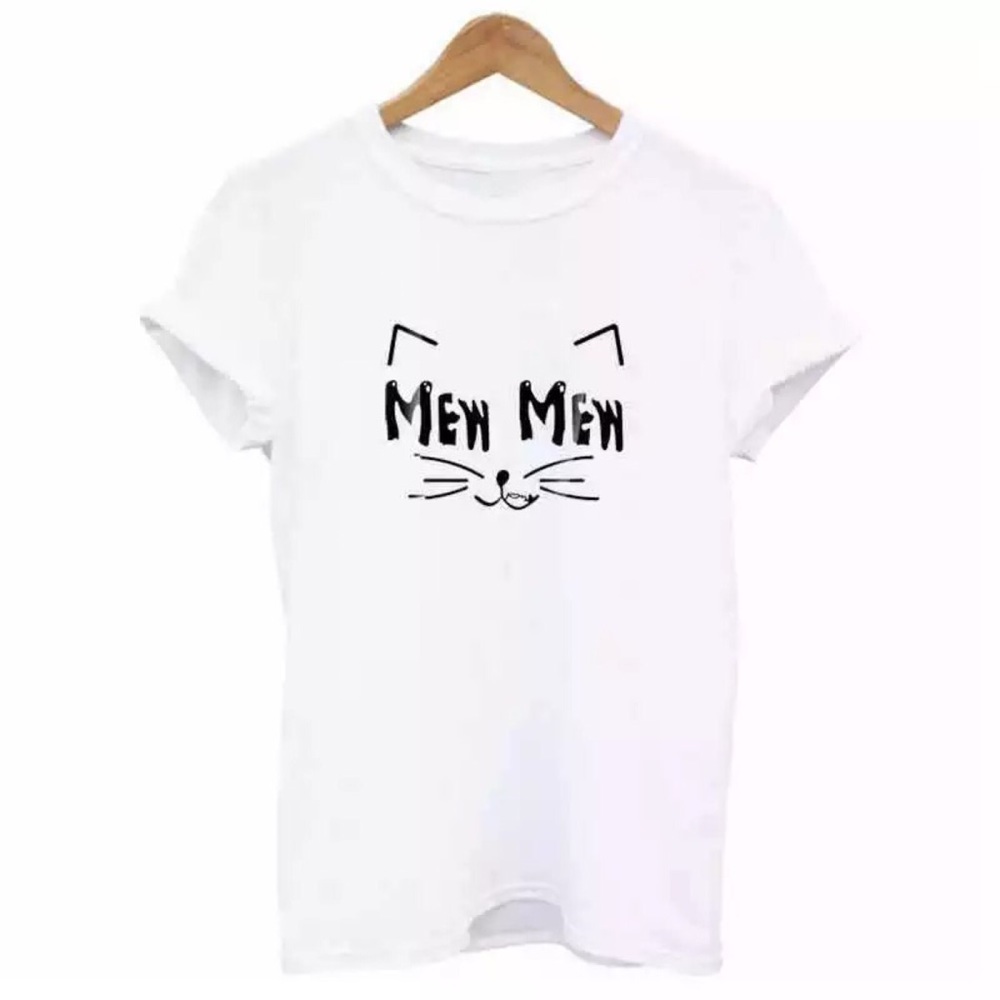 Mew Mew Graphic Cat Ears Short Sleeve Cropped Top